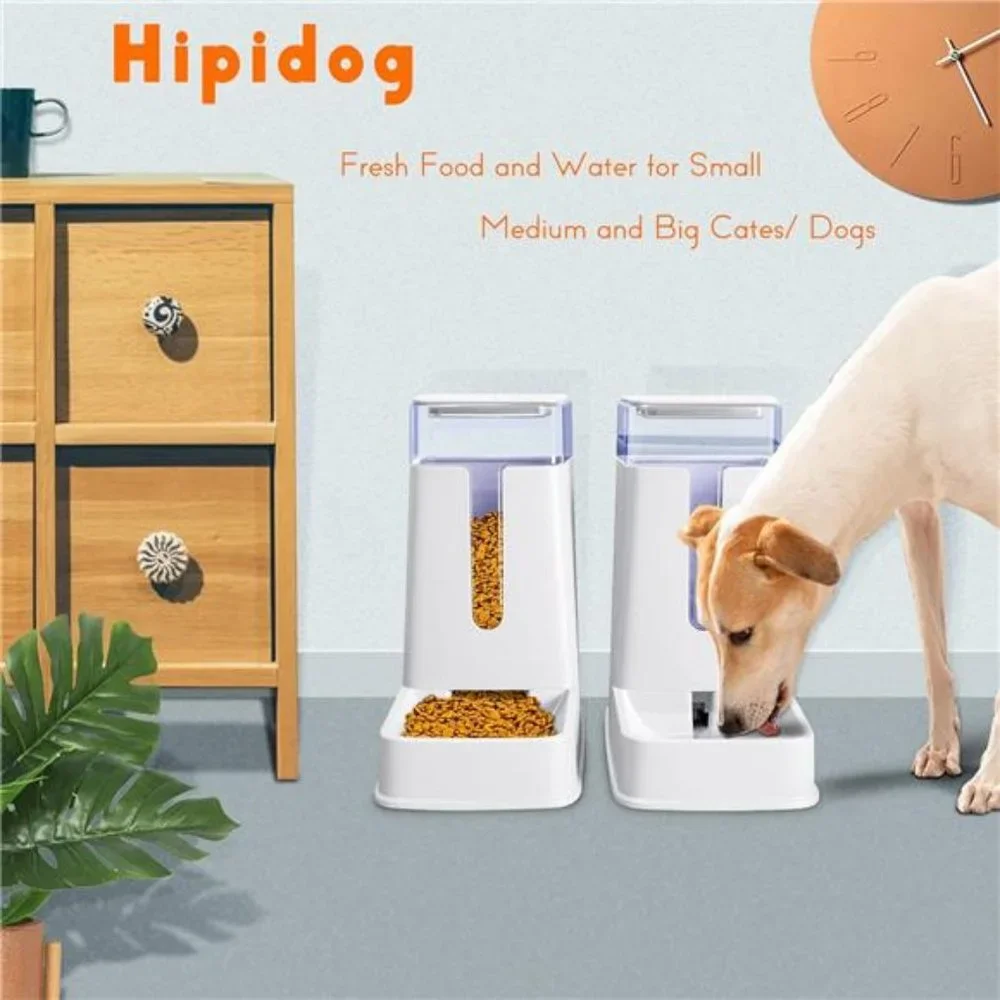 Automatic Cat Feeder and Water Dispenser in Set 2Packs 1 Gallon for Small Medium